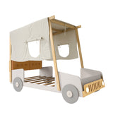 Natural Wood Twin Size Car Bed with Pillow | OROA Kids
