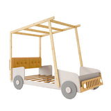 Natural Wood Twin Size Car Bed with Pillow | OROA Kids