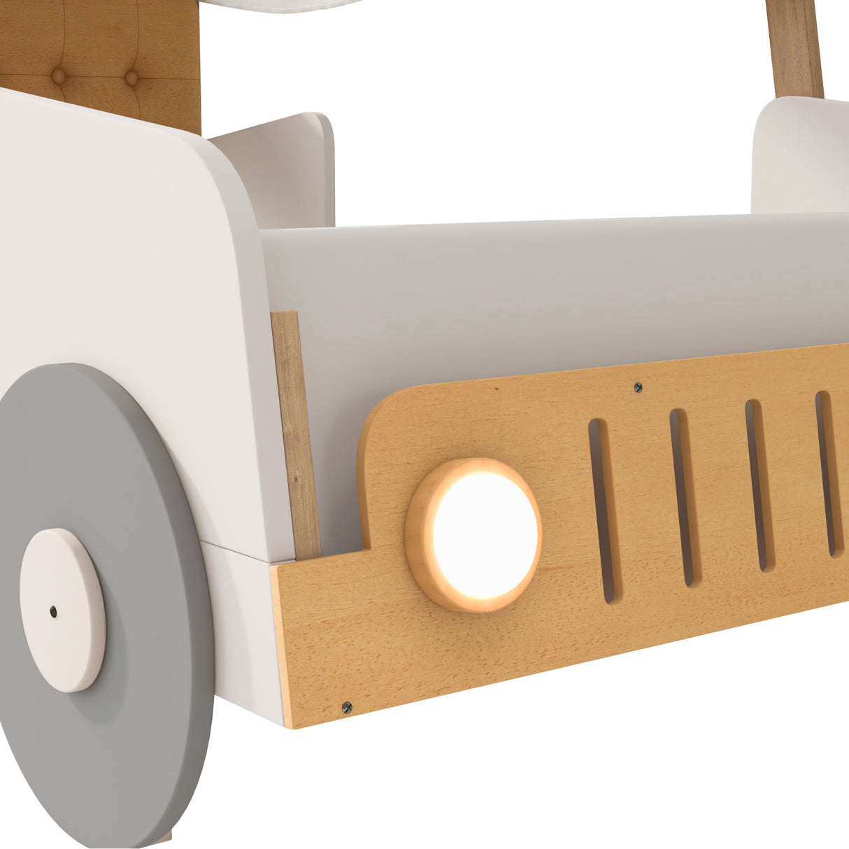 Natural Wood Twin Size Car Bed with Pillow | OROA Kids
