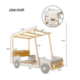 Natural Wood Twin Size Car Bed with Pillow | OROA Kids