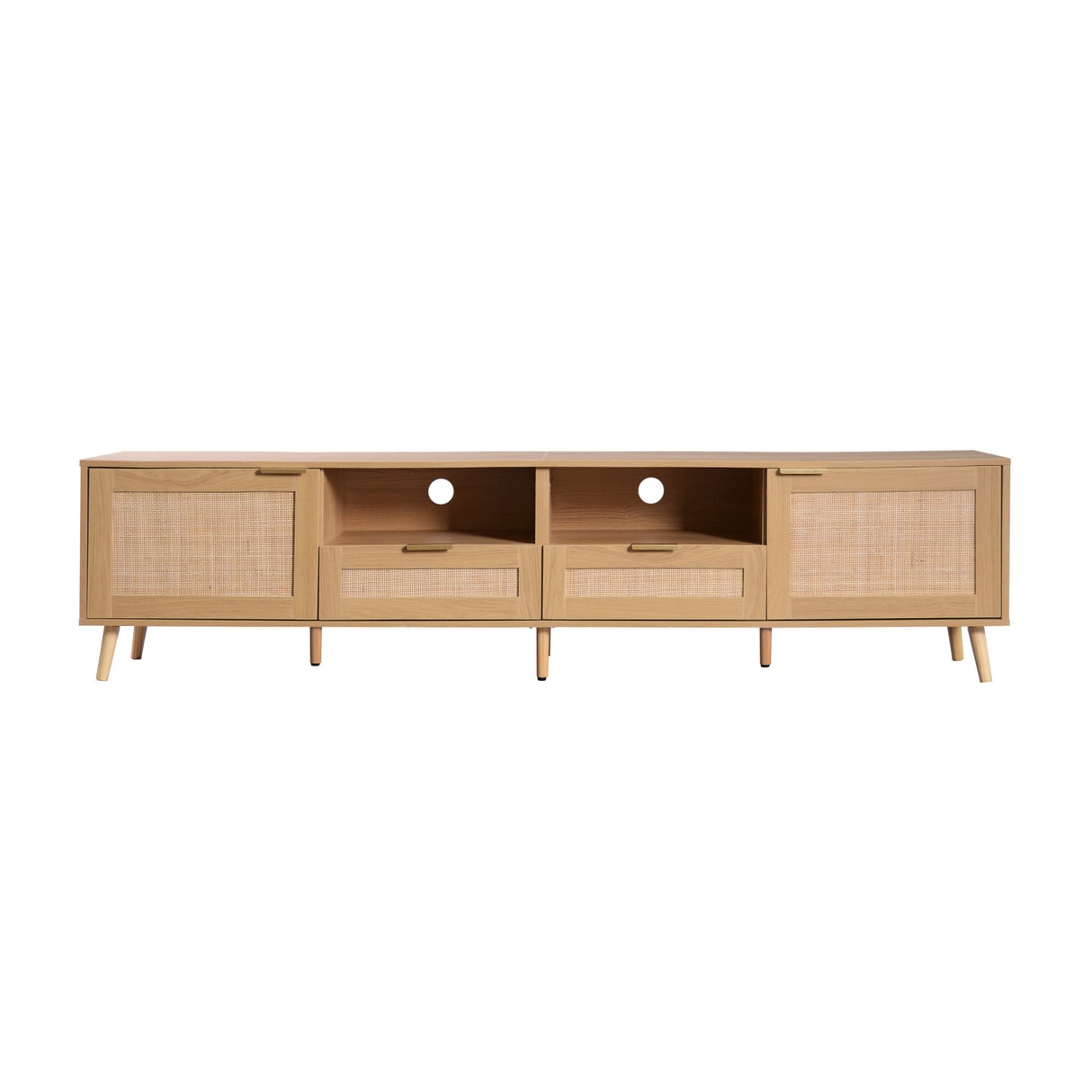 85" Modern Farmhouse Rattan TV Stand | OROA