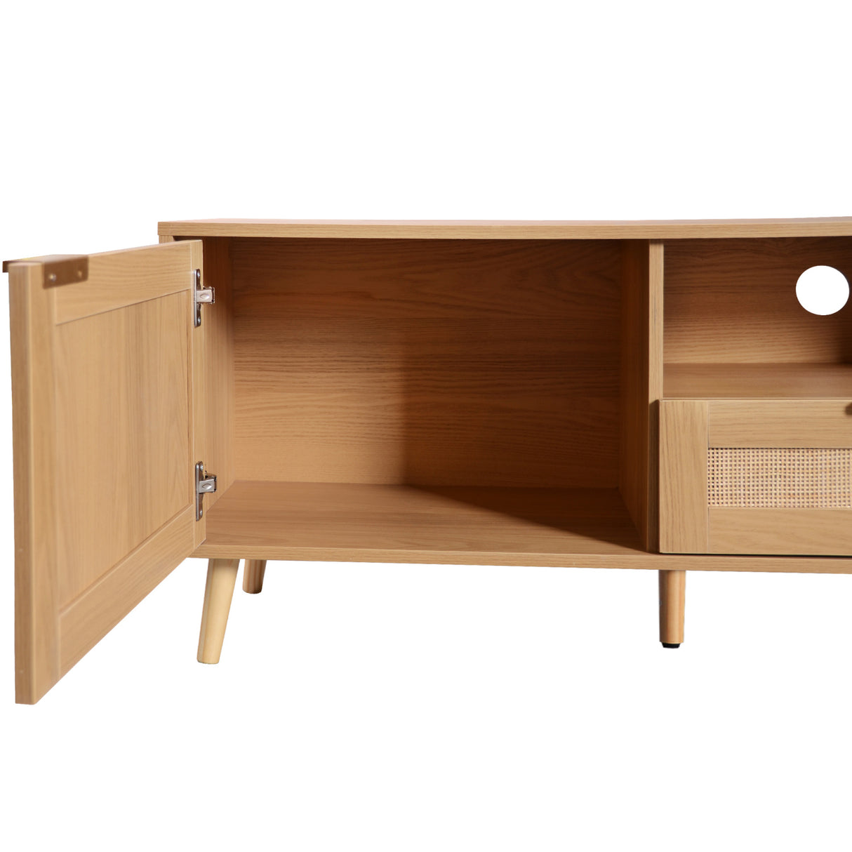 85" Modern Farmhouse Rattan TV Stand | OROA
