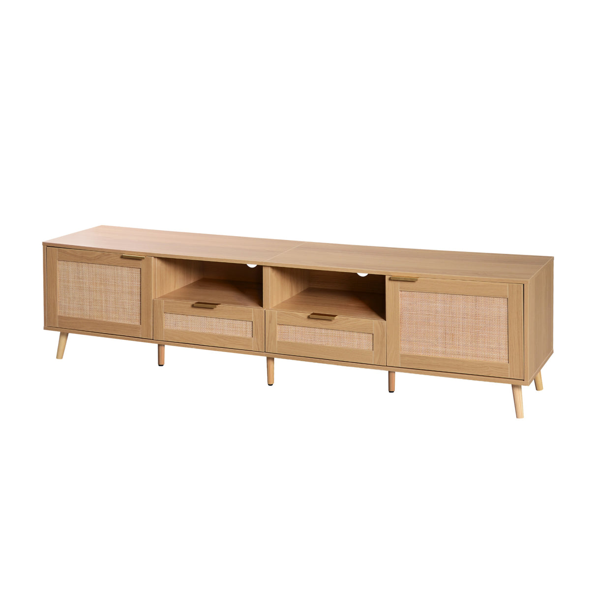 85" Modern Farmhouse Rattan TV Stand | OROA