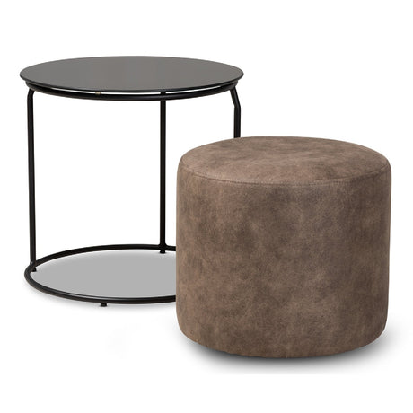 Modern European furniture - Black End Table Ottoman Set - www.oroa.com