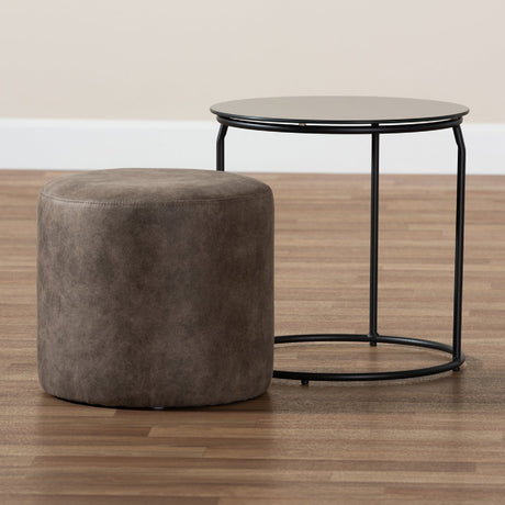 Modern European furniture - Black End Table Ottoman Set - www.oroa.com