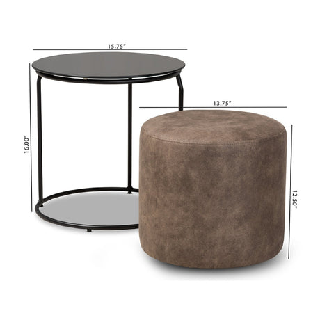 Modern European furniture - Black End Table Ottoman Set - www.oroa.com