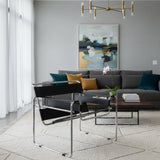 Modern European furniture - Chrome Framed Leather Inspired Accent Chair - www.oroa.com