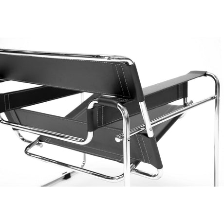 Modern European furniture - Chrome Framed Leather Inspired Accent Chair - www.oroa.com