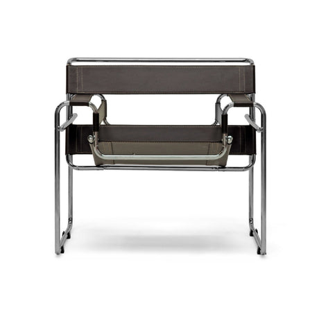 Modern European furniture - Chrome Framed Leather Inspired Accent Chair - www.oroa.com