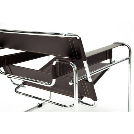 Modern European furniture - Chrome Framed Leather Inspired Accent Chair - www.oroa.com