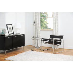 Chrome Framed Leather Inspired Accent Chair | Bali Loom Jericho | Oroa.com