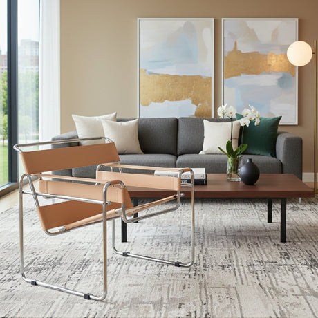 Modern European furniture - Leather Inspired Strips Accent Chair - www.oroa.com