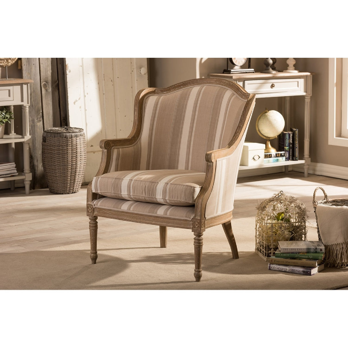 Modern European furniture - Brown Stripe Accent Chair - www.oroa.com