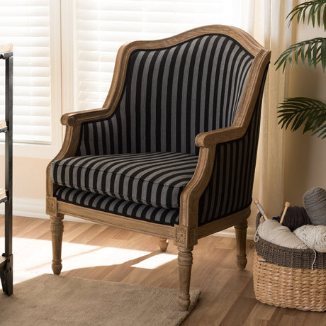 Striped Traditional French Accent Chair | Bali Loom Charlemagne | Oroa.com