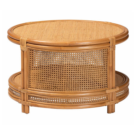 Modern European furniture - Round 2 Tier Rattan Coffee Table - www.oroa.com