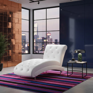 Modern European furniture - White Leather Inspired Chaise Lounge - www.oroa.com