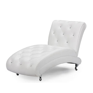 Modern European furniture - White Leather Inspired Chaise Lounge - www.oroa.com