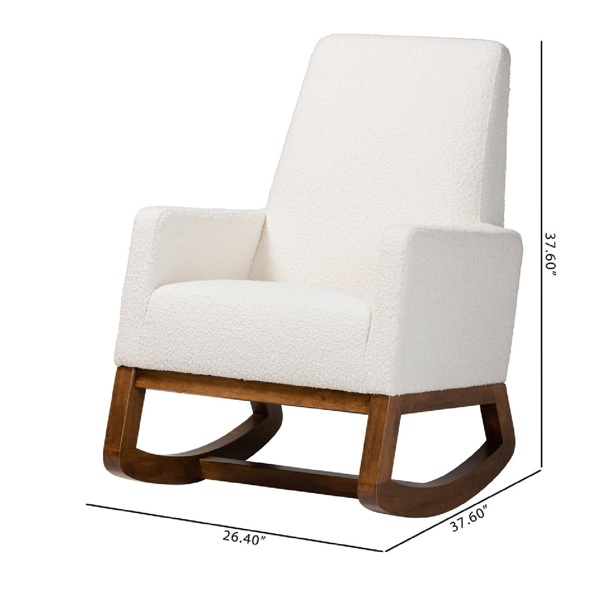 White Boucle Rocking Chair | Bali Loom Yashiya | Oroa.com