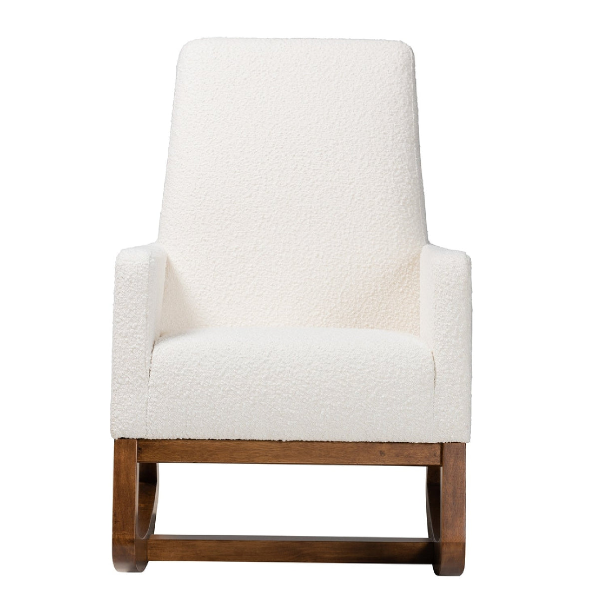White Boucle Rocking Chair | Bali Loom Yashiya | Oroa.com