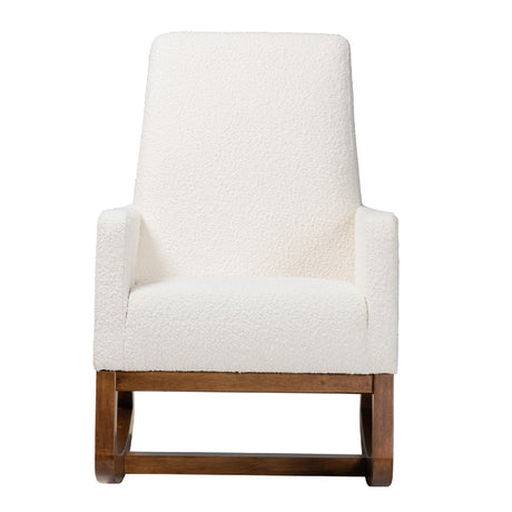 Modern European furniture - White Boucle Rocking Chair - www.oroa.com