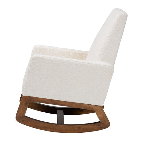 Modern European furniture - White Boucle Rocking Chair - www.oroa.com