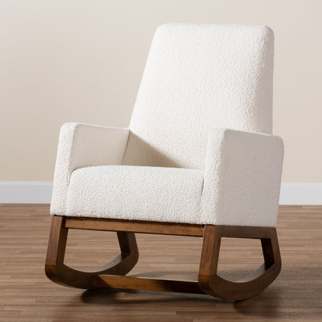 Modern European furniture - White Boucle Rocking Chair - www.oroa.com