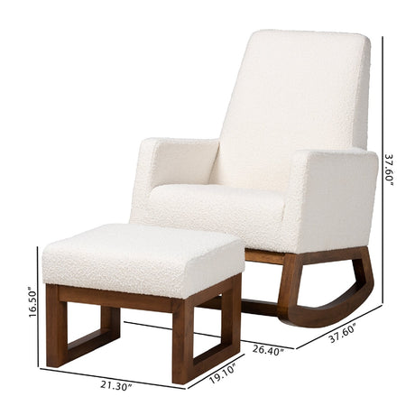 Modern European furniture - White Boucle Rocking Chair - www.oroa.com
