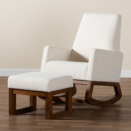 Modern European furniture - White Boucle Rocking Chair - www.oroa.com