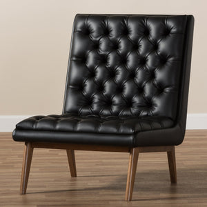Modern European furniture - Black Leather Inspired Lounge Chair - www.oroa.com