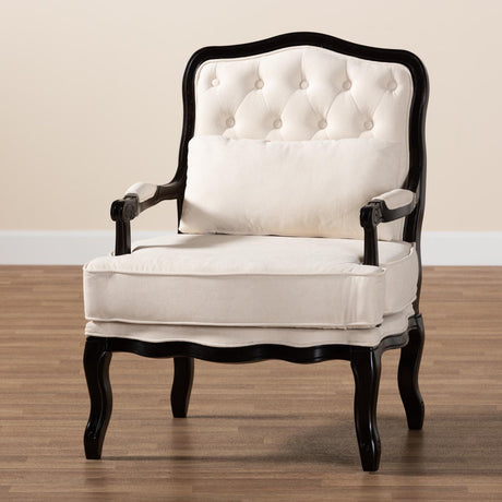 Modern European furniture - Cream Tufted French Accent Chair - www.oroa.com