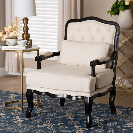 Cream Tufted French Accent Chair | Bali Loom Dion | Oroa.com