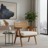 Modern European furniture - Japandi Cream Boucle Lounge Chair - www.oroa.com