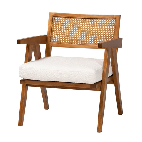 Modern European furniture - Japandi Cream Boucle Lounge Chair - www.oroa.com
