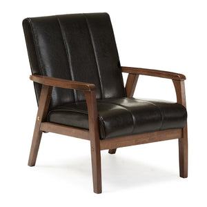 Panel Stitched Leather Inspired Lounge Chair | Bali Loom Nikko | Oroa.com