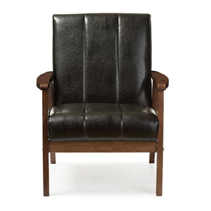 Panel Stitched Leather Inspired Lounge Chair | Bali Loom Nikko | Oroa.com