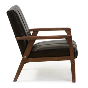Panel Stitched Leather Inspired Lounge Chair | Bali Loom Nikko | Oroa.com