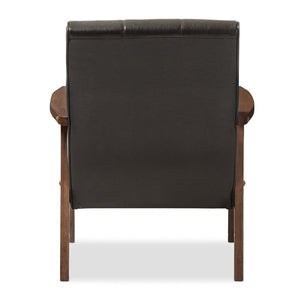Panel Stitched Leather Inspired Lounge Chair | Bali Loom Nikko | Oroa.com