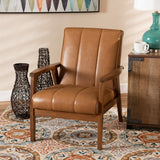 Modern European furniture - Tan Leather Effect Lounge Chair - www.oroa.com