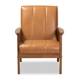 Modern European furniture - Tan Leather Effect Lounge Chair - www.oroa.com