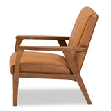 Modern European furniture - Tan Leather Effect Lounge Chair - www.oroa.com