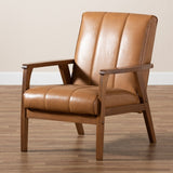 Modern European furniture - Tan Leather Effect Lounge Chair - www.oroa.com
