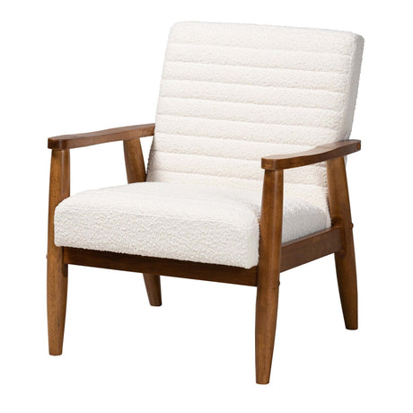 Modern European furniture - Channeled Cream Boucle Lounge Chair - www.oroa.com