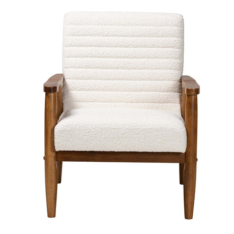 Modern European furniture - Channeled Cream Boucle Lounge Chair - www.oroa.com