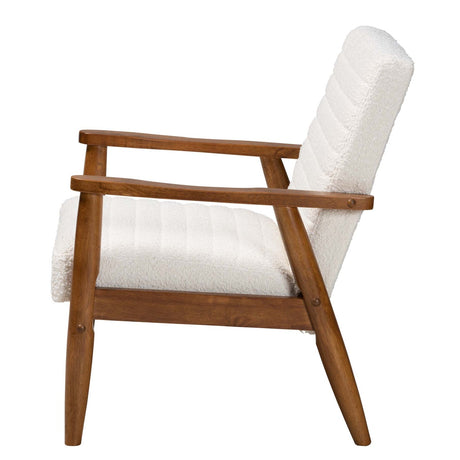 Modern European furniture - Channeled Cream Boucle Lounge Chair - www.oroa.com