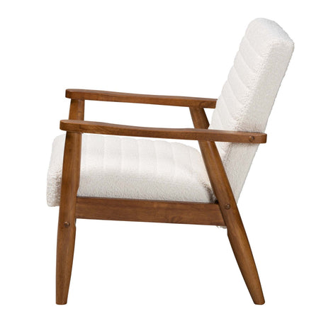 Modern European furniture - Channeled Cream Boucle Lounge Chair - www.oroa.com