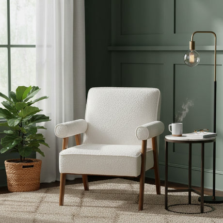 Cream Boucle Japandi Accent Armchair | Novi Living Georgina