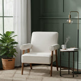 Modern European furniture - Cream Boucle Japandi Accent Armchair - www.oroa.com