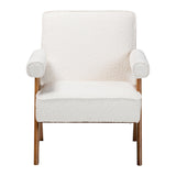 Modern European furniture - Cream Boucle Japandi Accent Armchair - www.oroa.com
