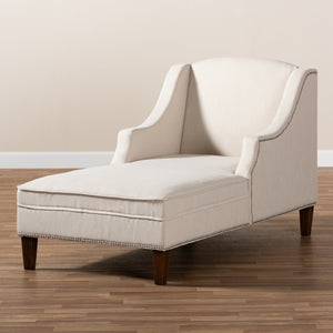 Modern European furniture - Beige Nailhead Trimmed Chaise Lounge - www.oroa.com