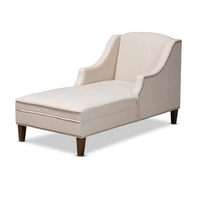 Modern European furniture - Beige Nailhead Trimmed Chaise Lounge - www.oroa.com